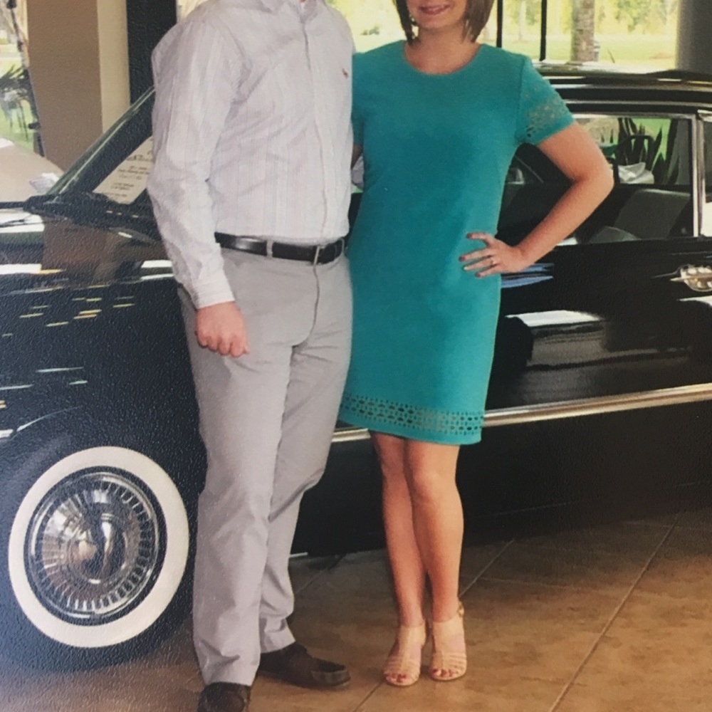 EUC Banana Republic laser cutout dress